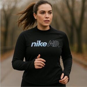 Nike Air Women's Black Long Sleeve Running Tee with Mesh Back